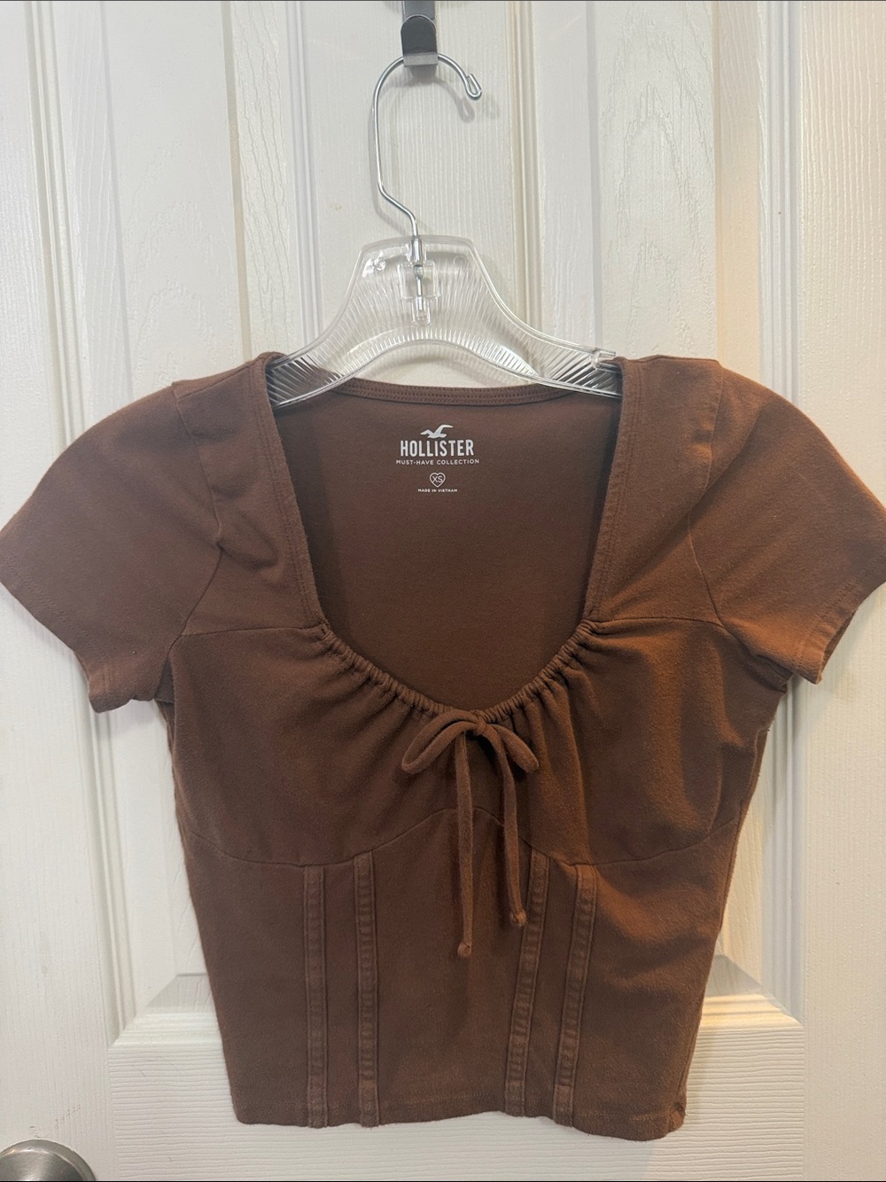 Hollister Brown Scoop-Neck Front-Tie Crop Top